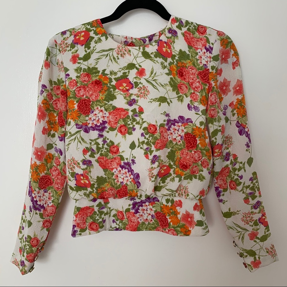 Vintage Floral Button Blouse